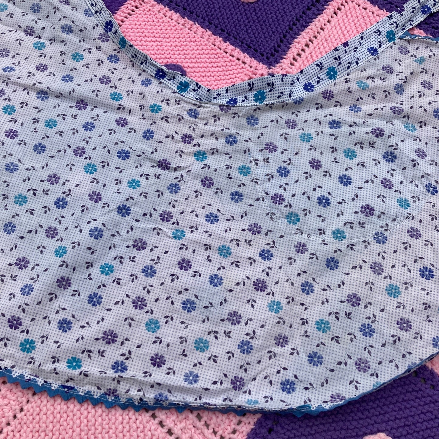 Vintage vtg 60s 70s apron |S-M| half apron pockets blue white floral pastel romantic