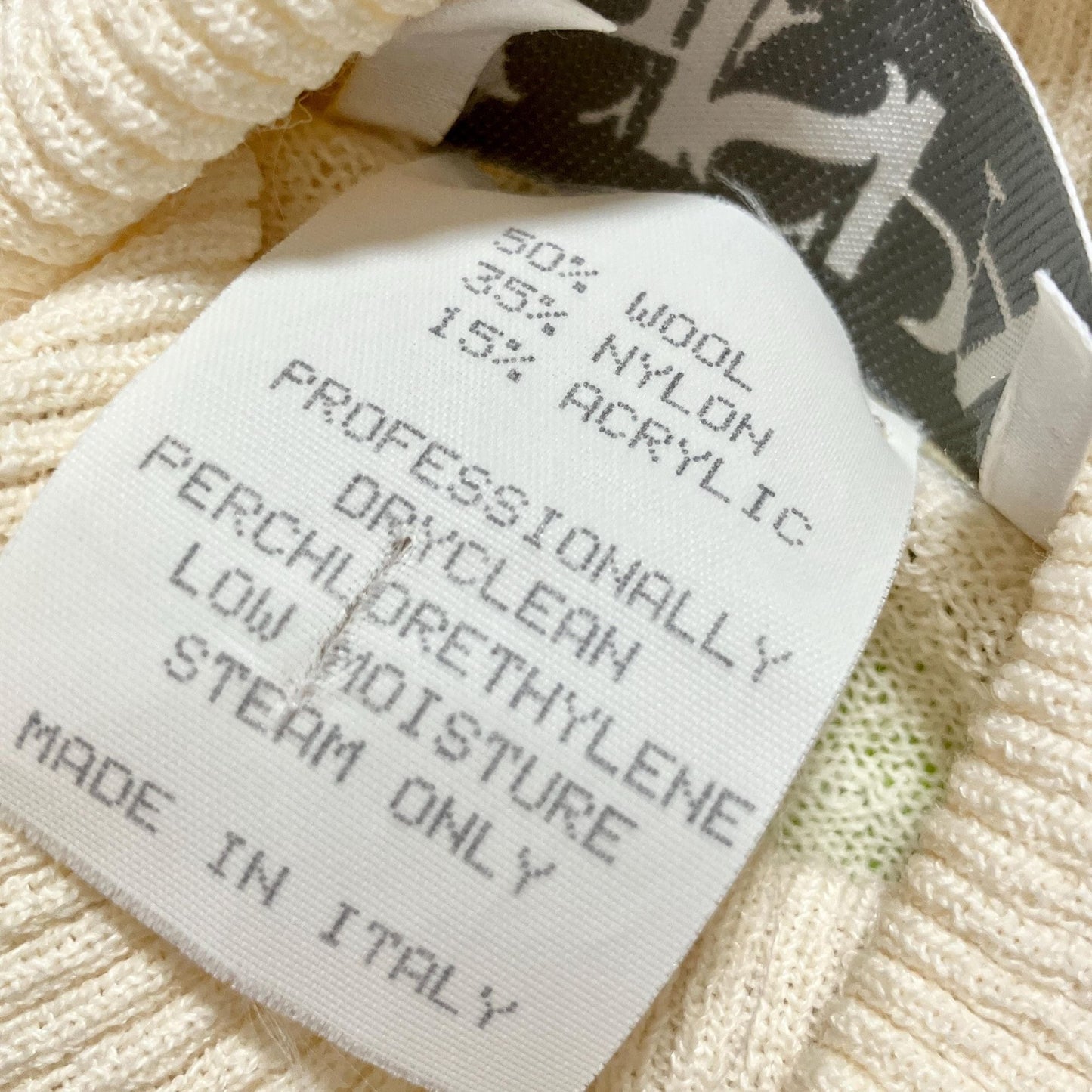 Vintage 90s wool blend sweater |S-M| turtleneck made in Italy cream nylon acrylic GISPA semi sheer minimal