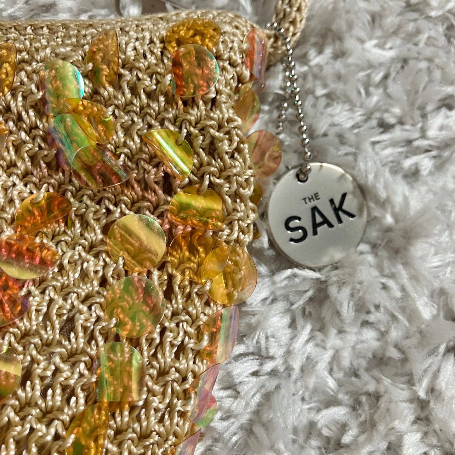 vintage 90s Y2K The Sak purse tan sequins iridescent