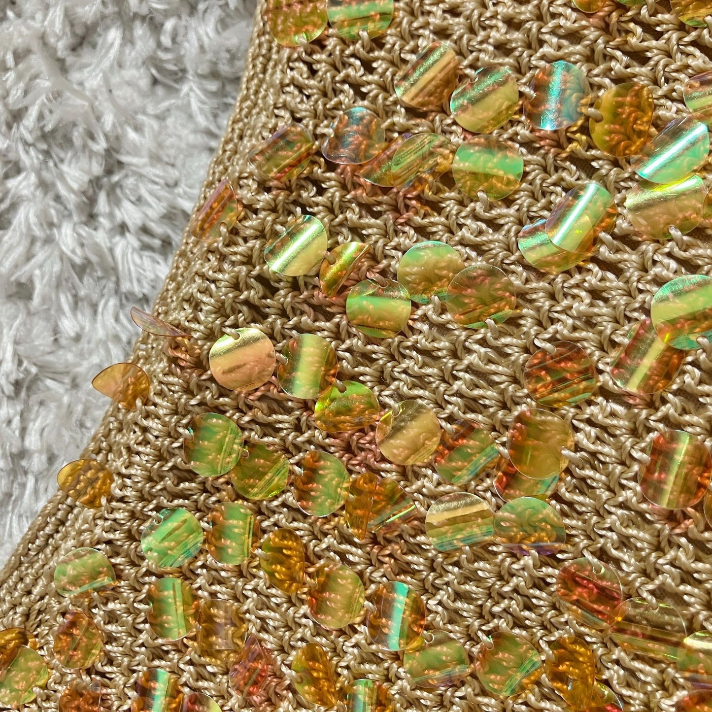 vintage 90s Y2K The Sak purse tan sequins iridescent