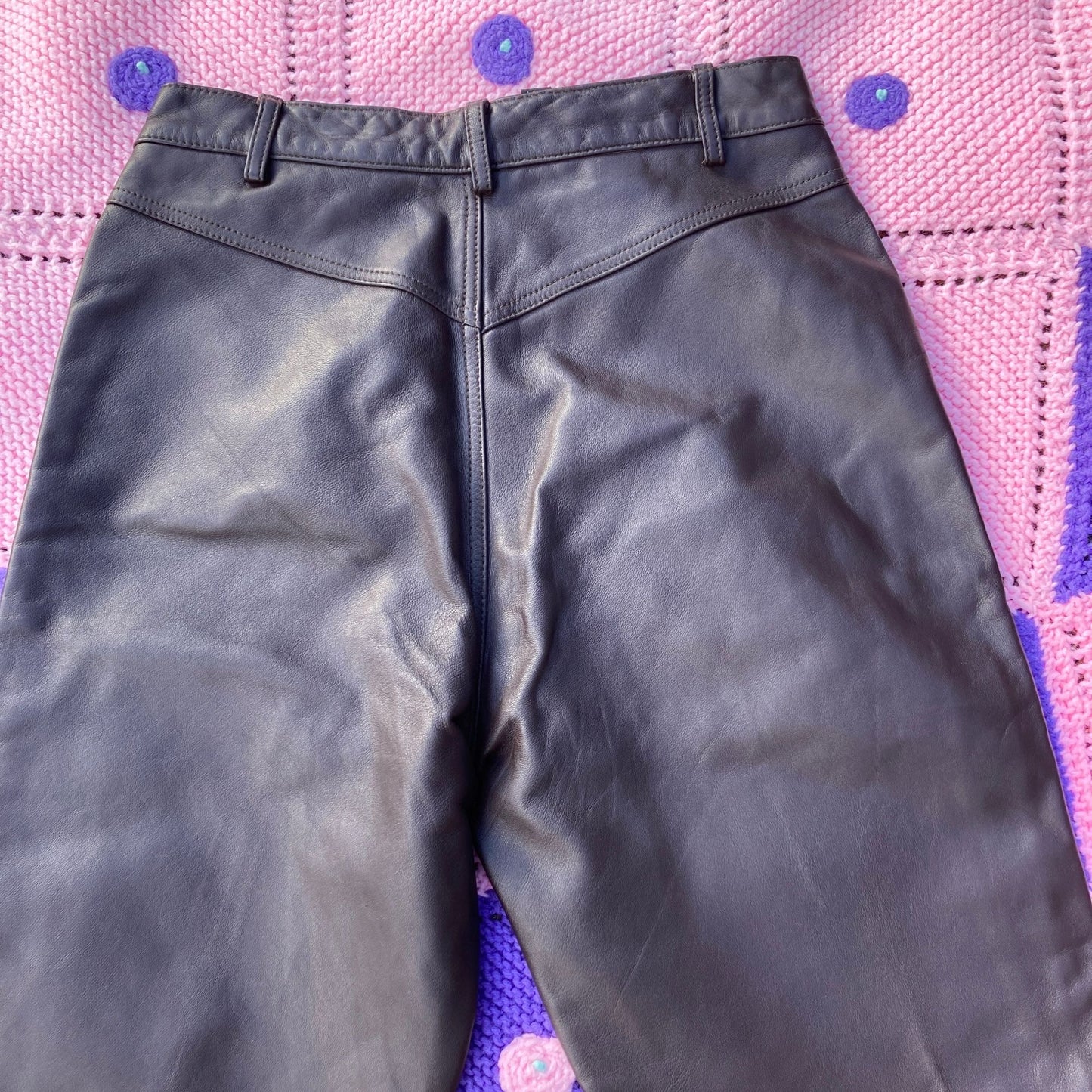 vintage y2k leather pants dark brown Studio West trousers pants 2000s straight leg 28 - 29 in waist
