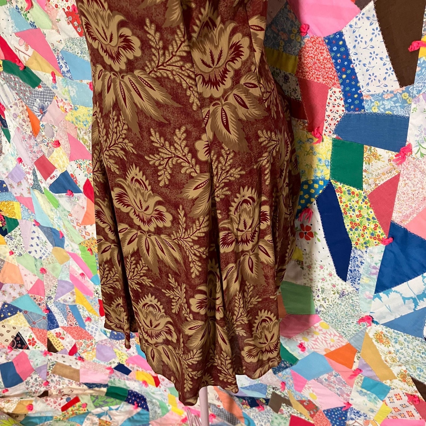 Vintage 90s dress silk skater short |S-M| dark floral Adrienne Vittadini fairy cottage