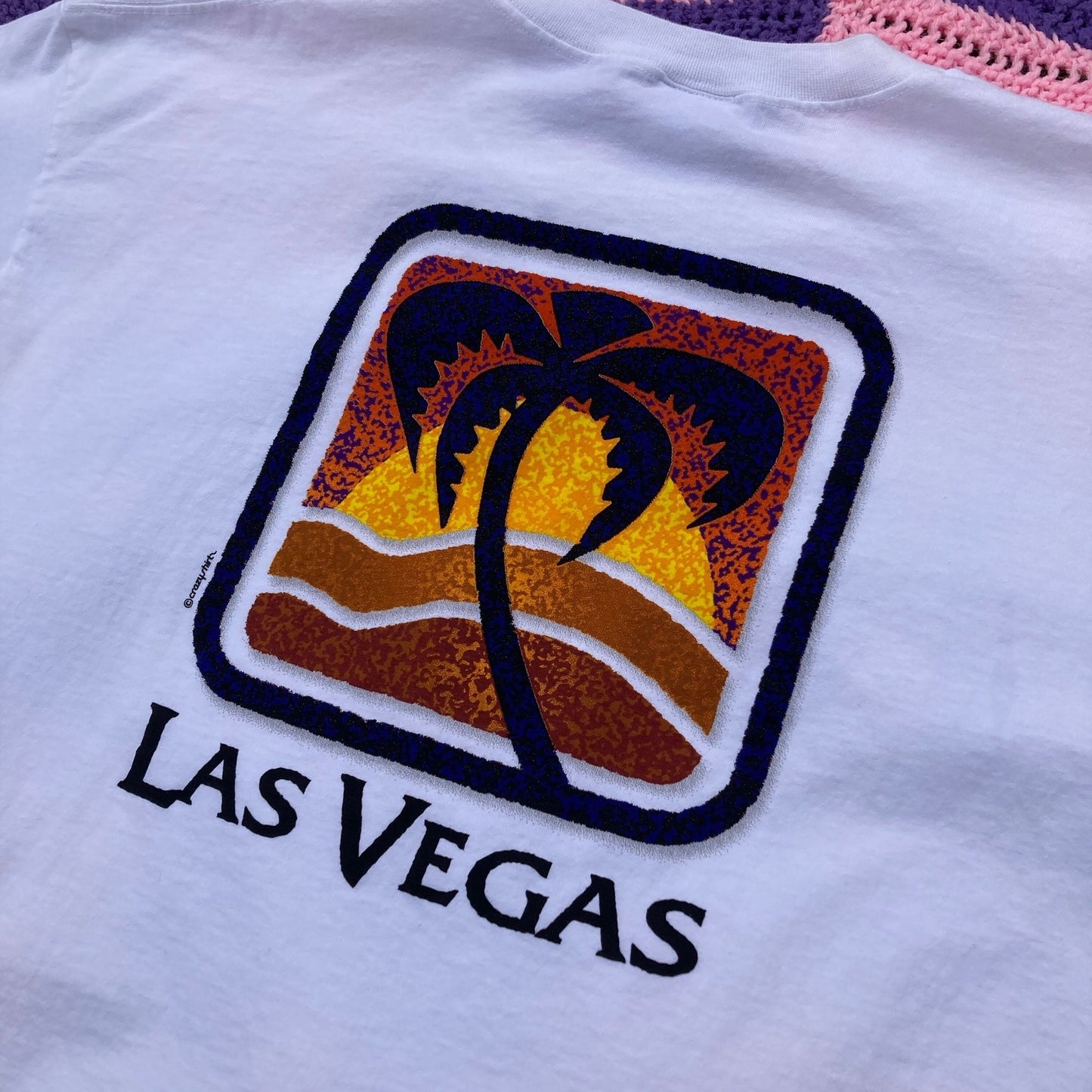 vintage t shirt |S - M| 90s white Las Vegas destination palm tree graphic 1990s Crazy Shirt