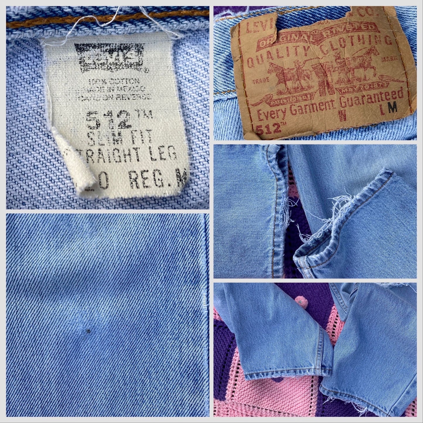 vintage Levis 512 | S" - M" | 27" - 28" | high waisted straight leg jeans 90s distressed light wash