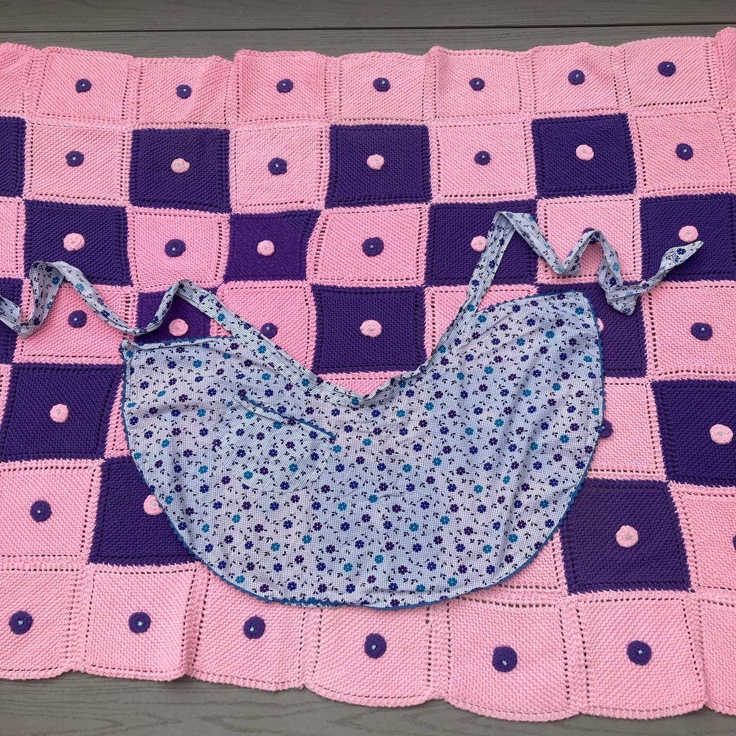 Vintage vtg 60s 70s apron |S-M| half apron pockets blue white floral pastel romantic