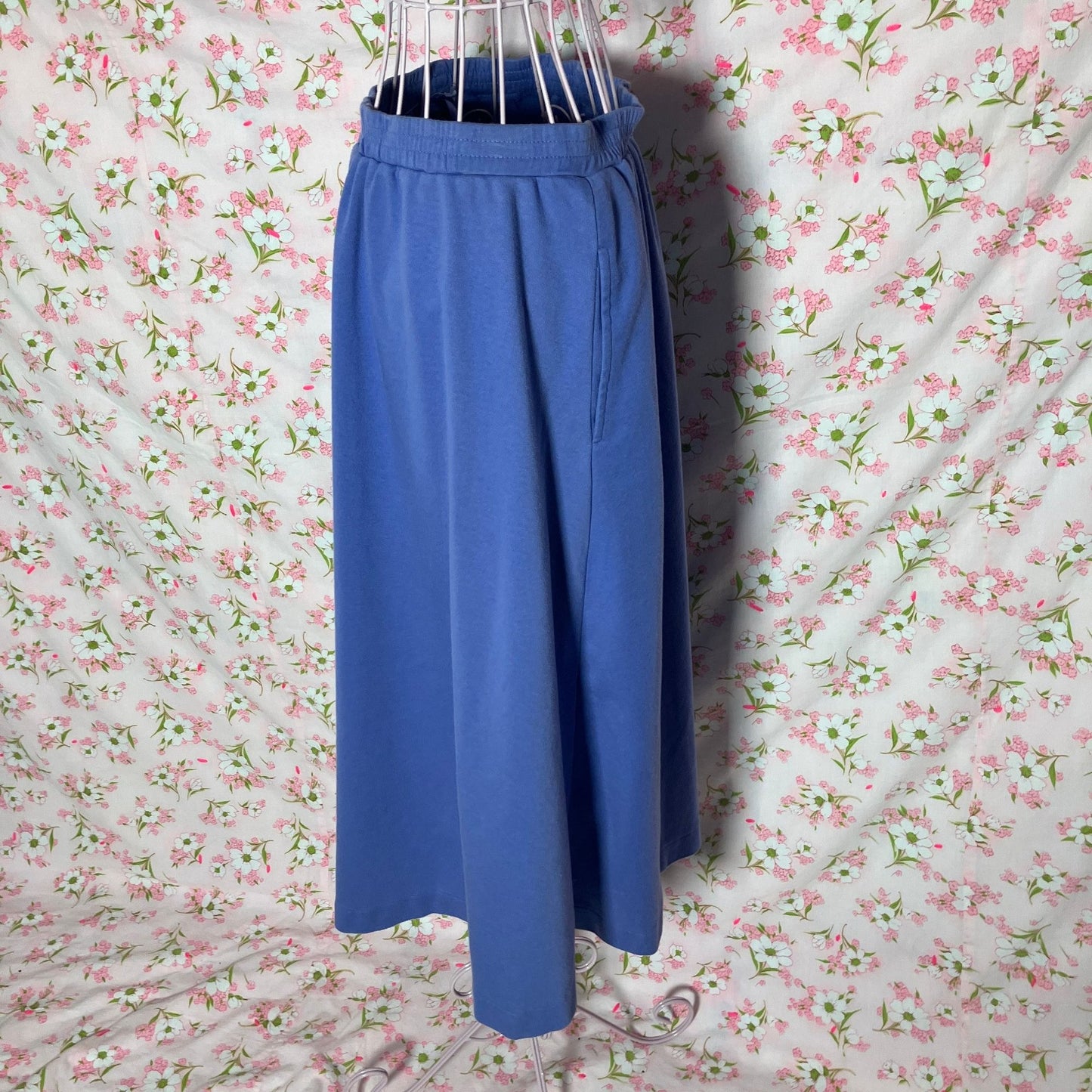 vintage 90s Y2K midi skirt periwinkle blue - purple cotton 1990s minimal | XS-S | cotton Talbots | 26 in - 29 in waist |