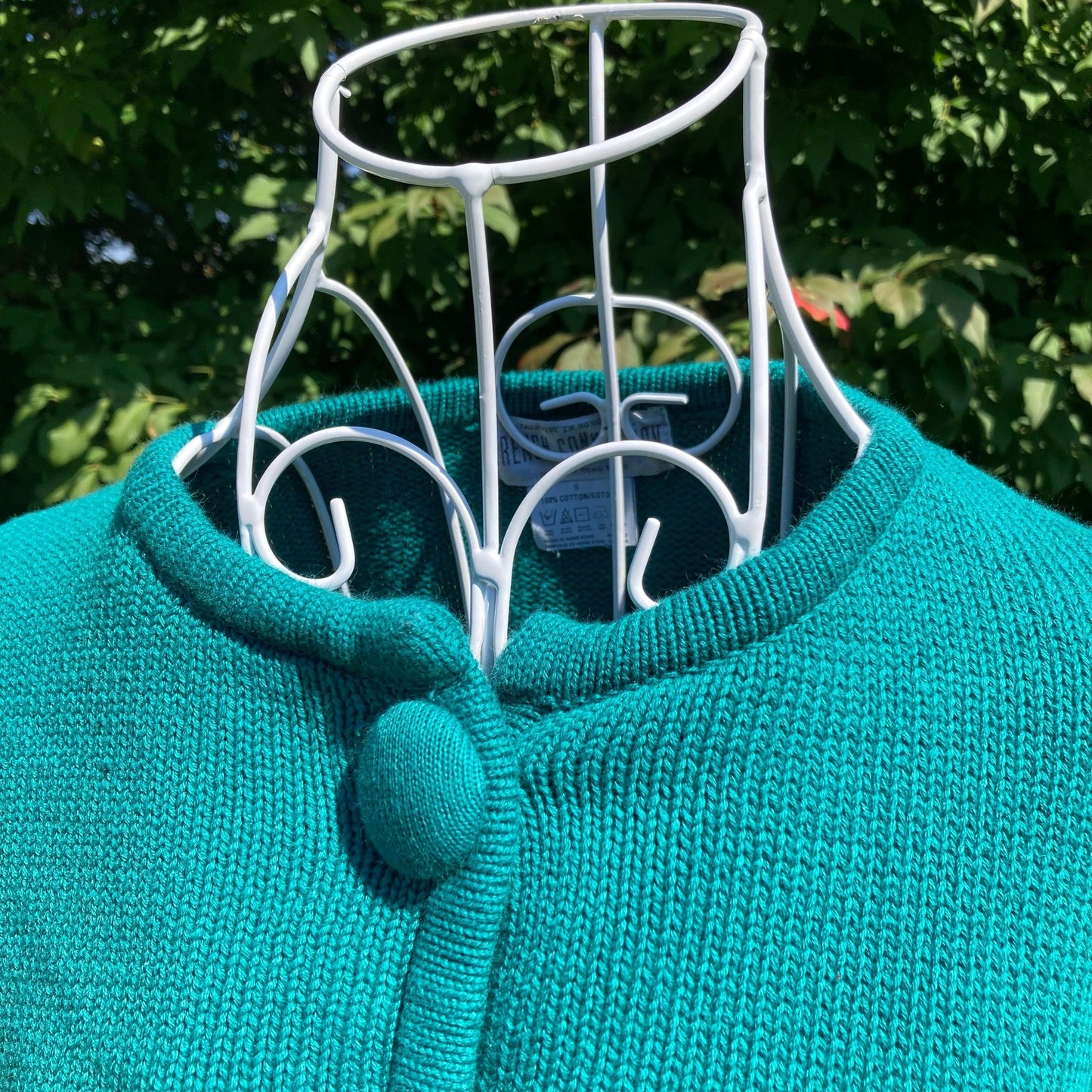vintage grandma cardigan teal cropped big buttons cotton |S-M| French Connection
