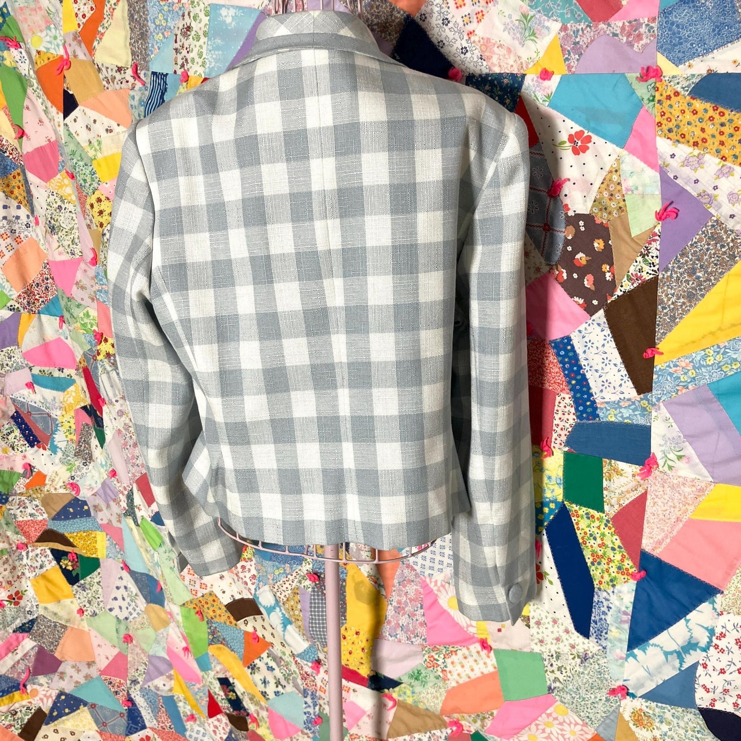 Vintage 90s y2k does 60s blazer blue white check |S-M| 1990s Kasper for A.S.L.