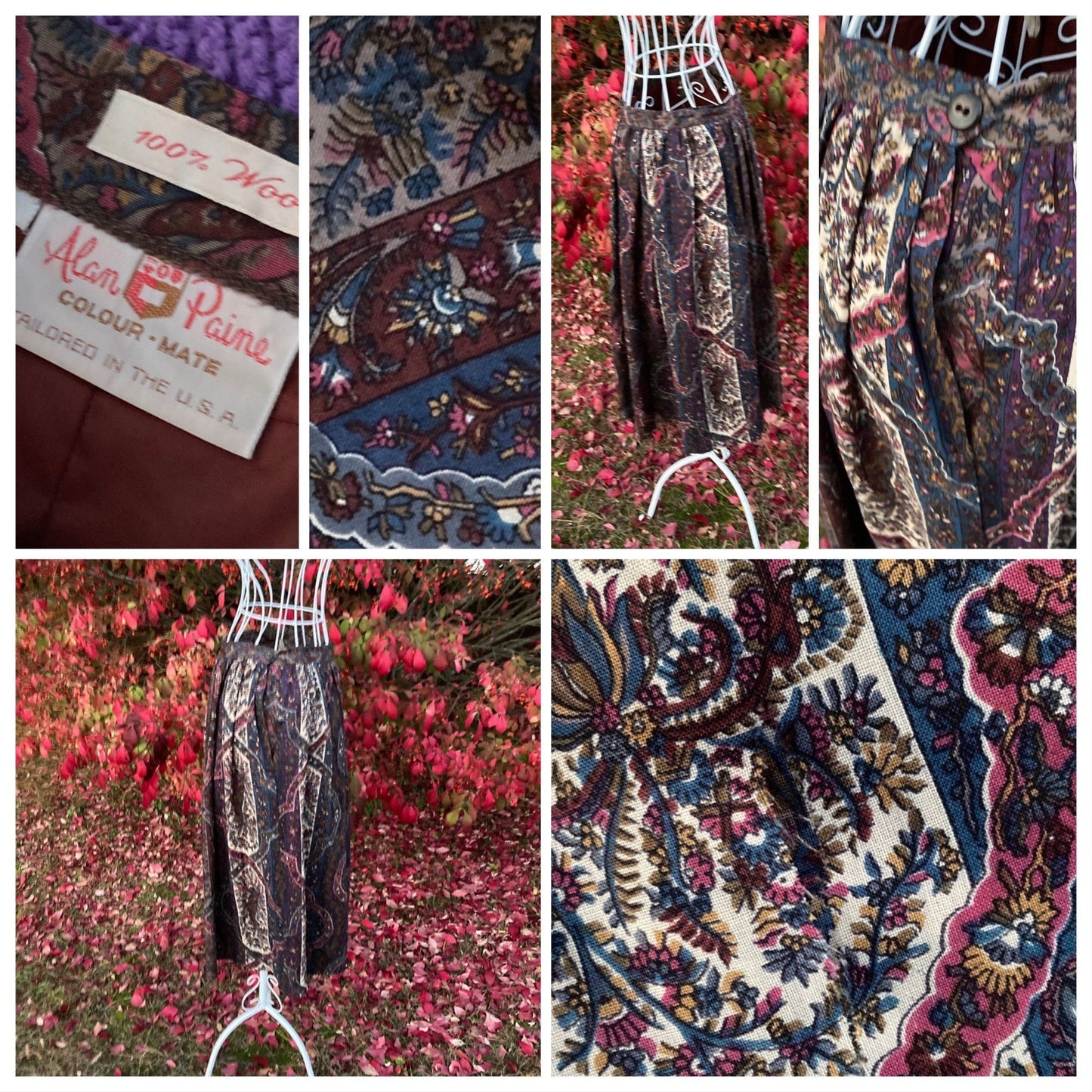 Vintage paisley skirt wool academia academic Alan Paine