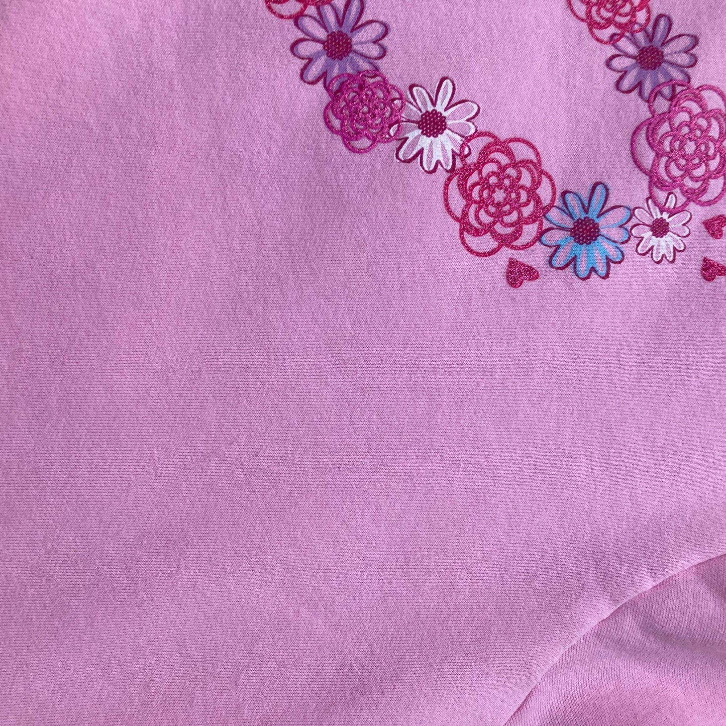 Vintage Y2K grandma sweatshirt hanes pink white floral |S-M| collared 2000s heart pastel