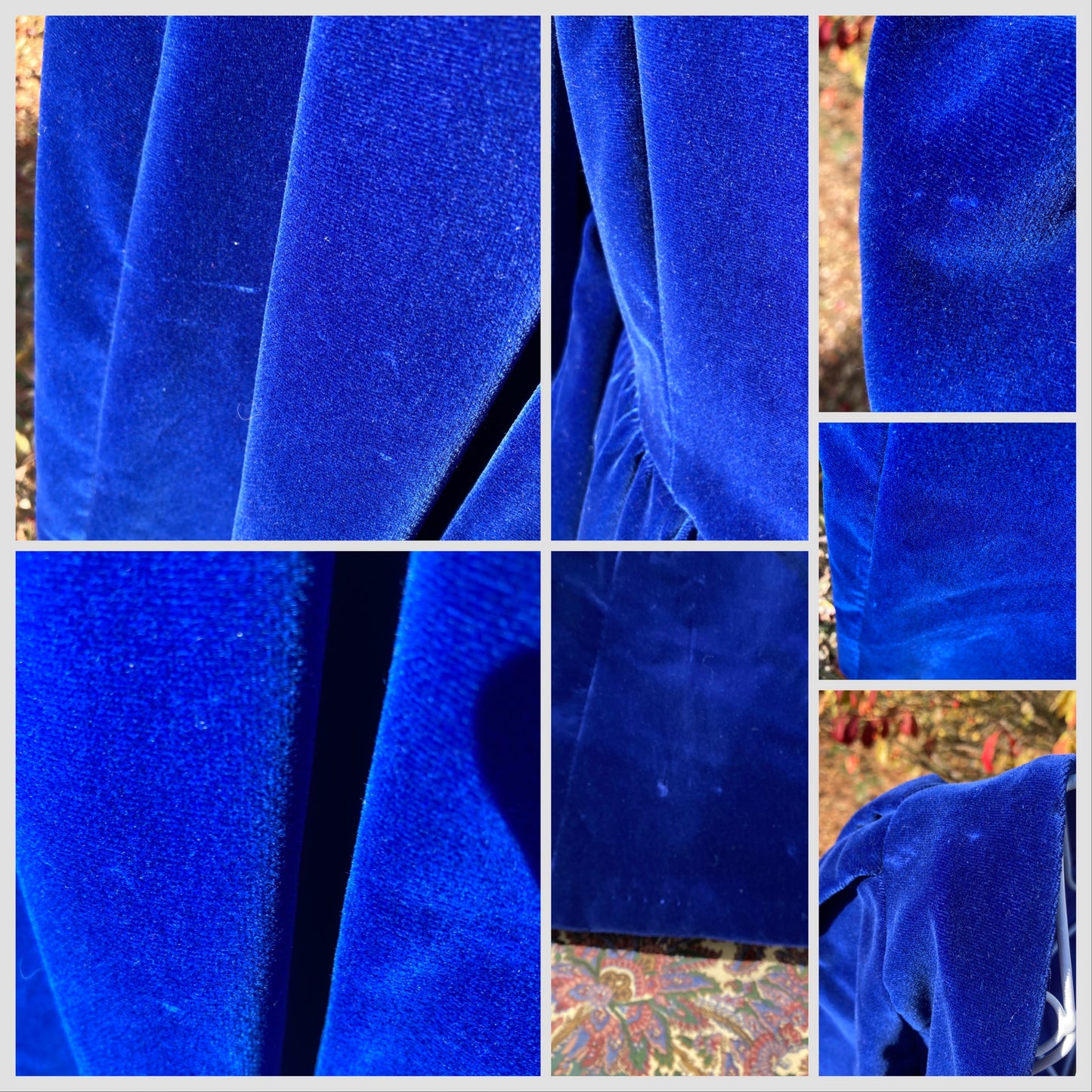 Vintage 80s dress velvet blue puff sleeves 1980s bow