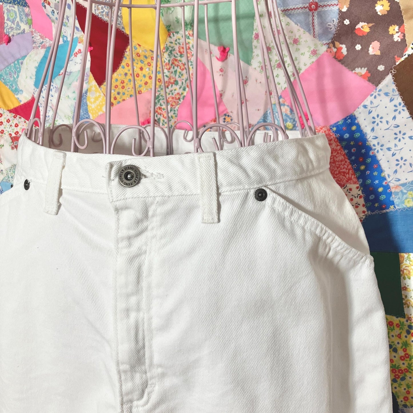 vintage 90s Y2K midi skirt white denim minimal | M-L | cotton Liz Claiborne Lizwear Jeans