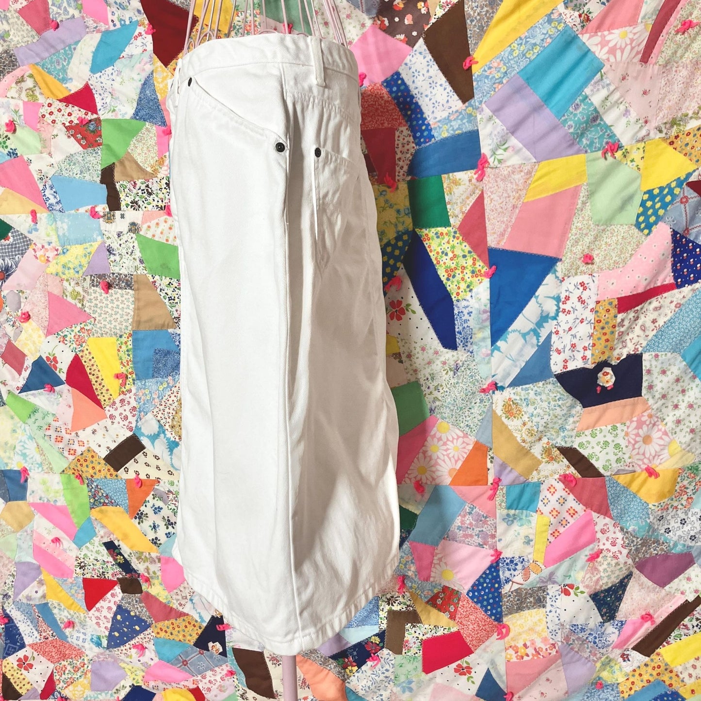 vintage 90s Y2K midi skirt white denim minimal | M-L | cotton Liz Claiborne Lizwear Jeans