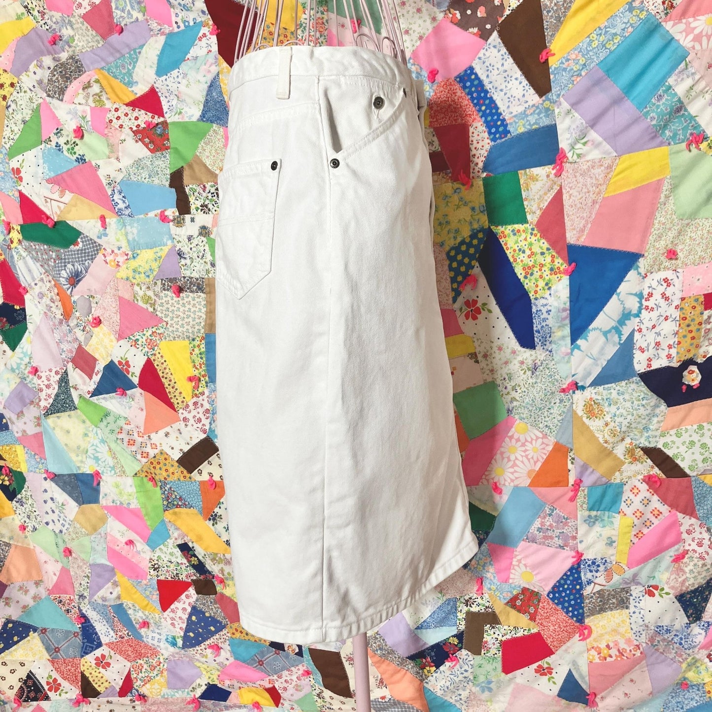 vintage 90s Y2K midi skirt white denim minimal | M-L | cotton Liz Claiborne Lizwear Jeans