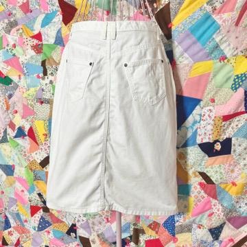 vintage 90s Y2K midi skirt white denim minimal | M-L | cotton Liz Claiborne Lizwear Jeans