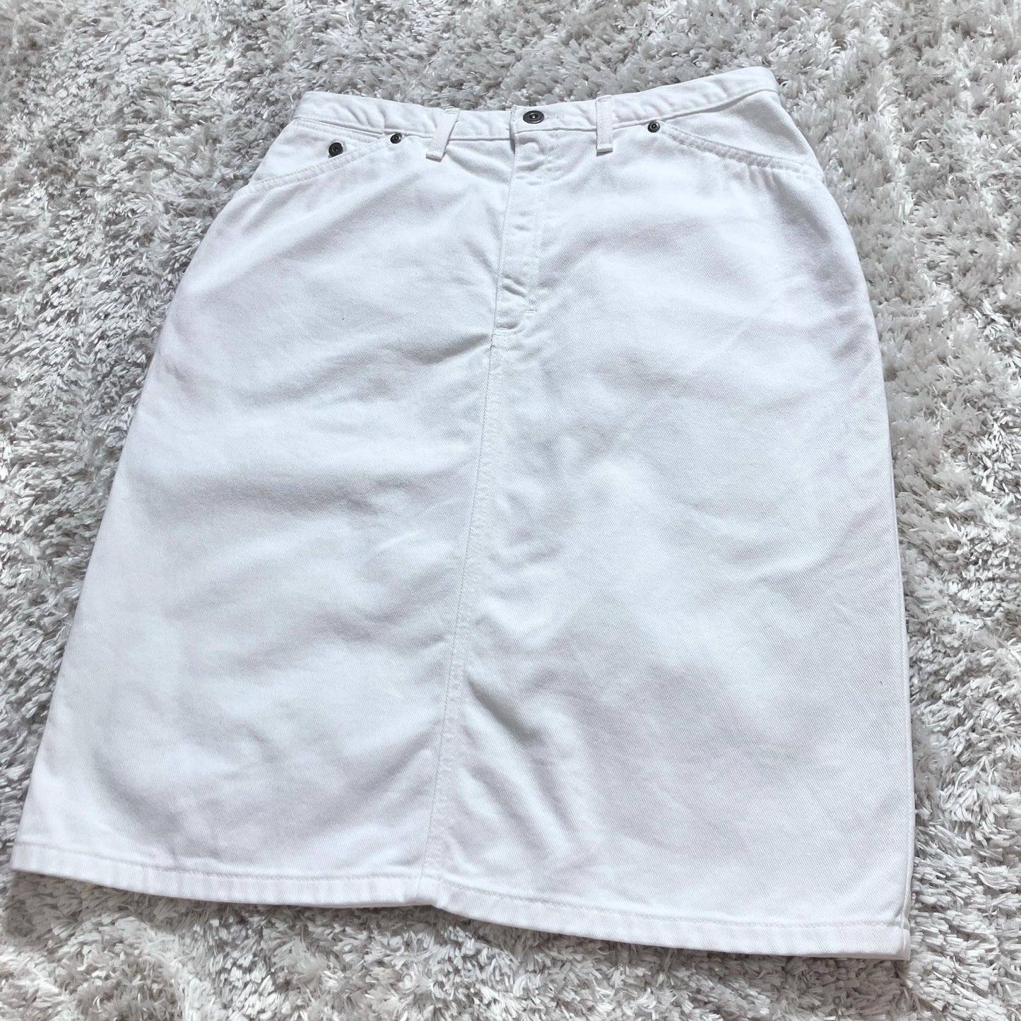 vintage 90s Y2K midi skirt white denim minimal | M-L | cotton Liz Claiborne Lizwear Jeans