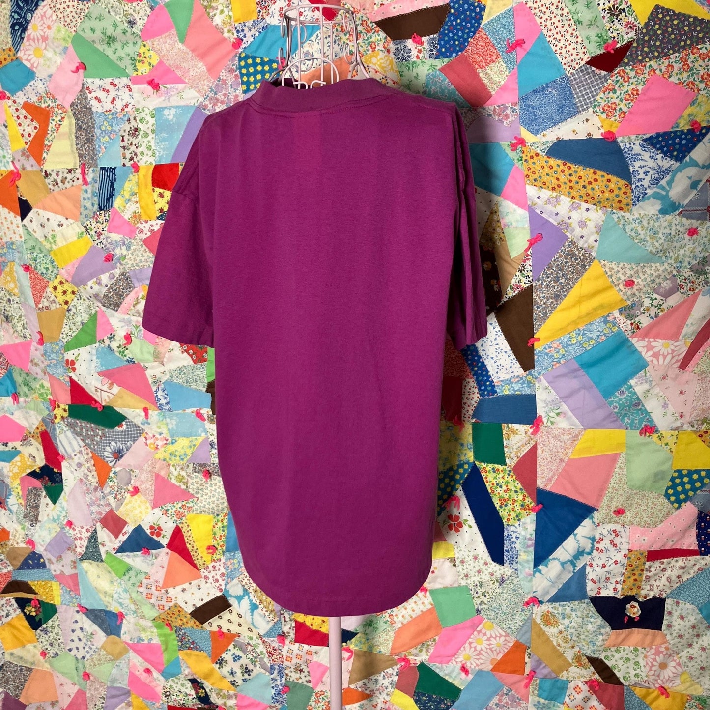 Vintage graphic teddy bear t shirt upcycled reworked | S - M | 90s raspberry purple neon pink single stitch reimagined by Katie