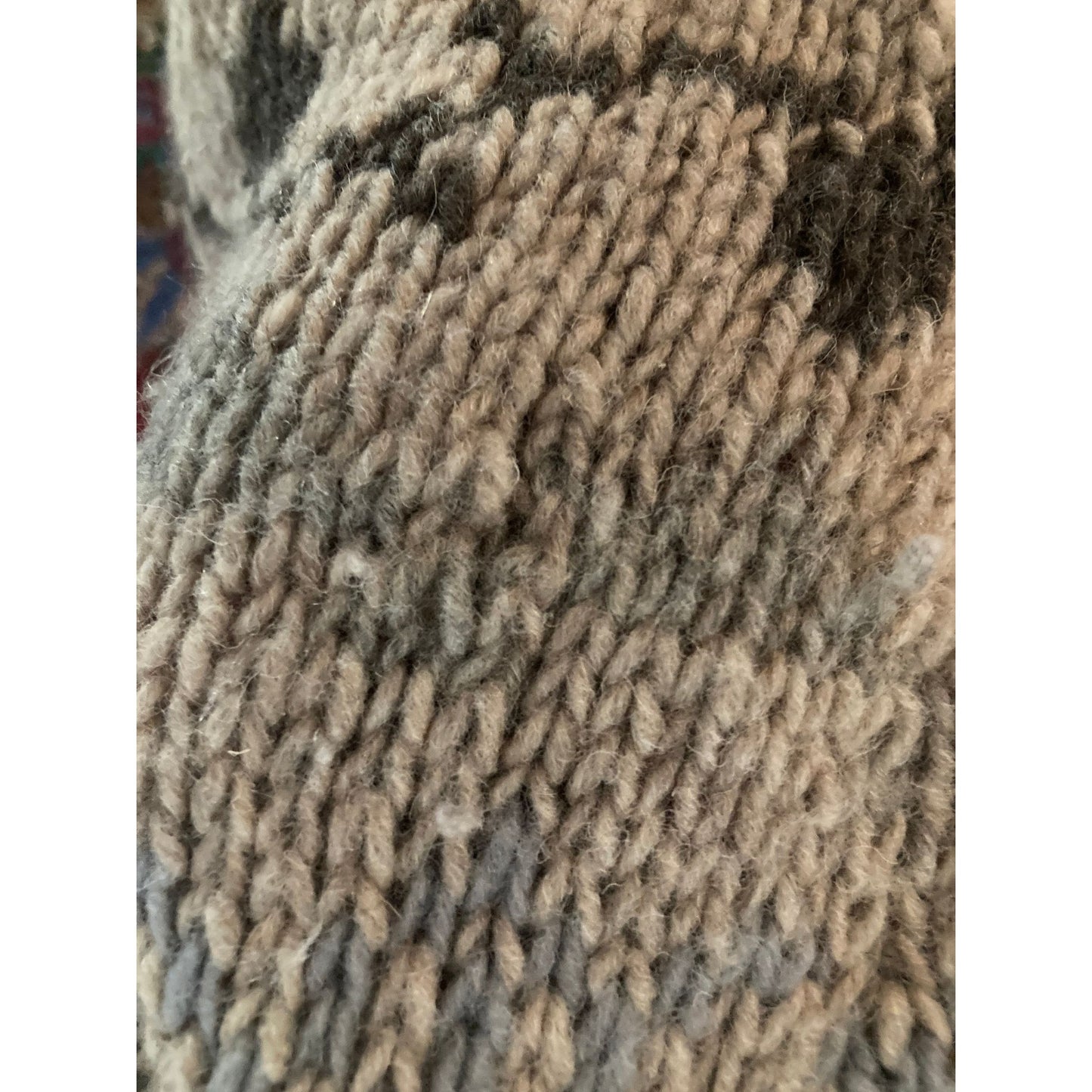 Vintage 90s sweater Talbots S-M wool tan white grey fair isle 1990s chunky turtleneck