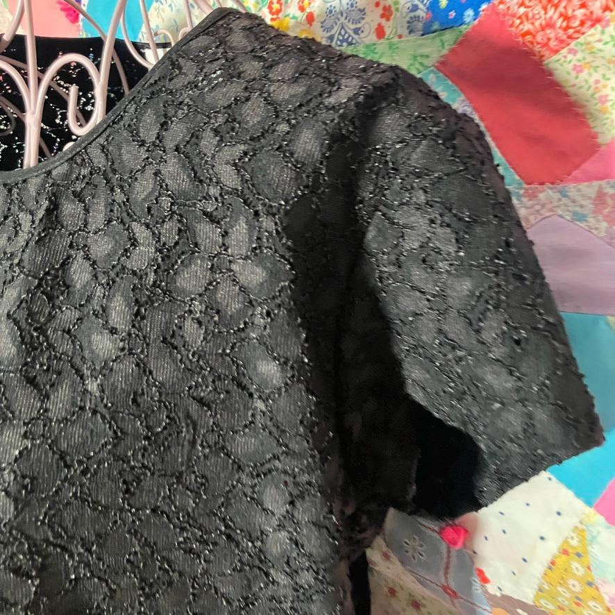 Vintage black short sleeve top | XS - M |90s lace semi sheer shirt blouse Talbots petites