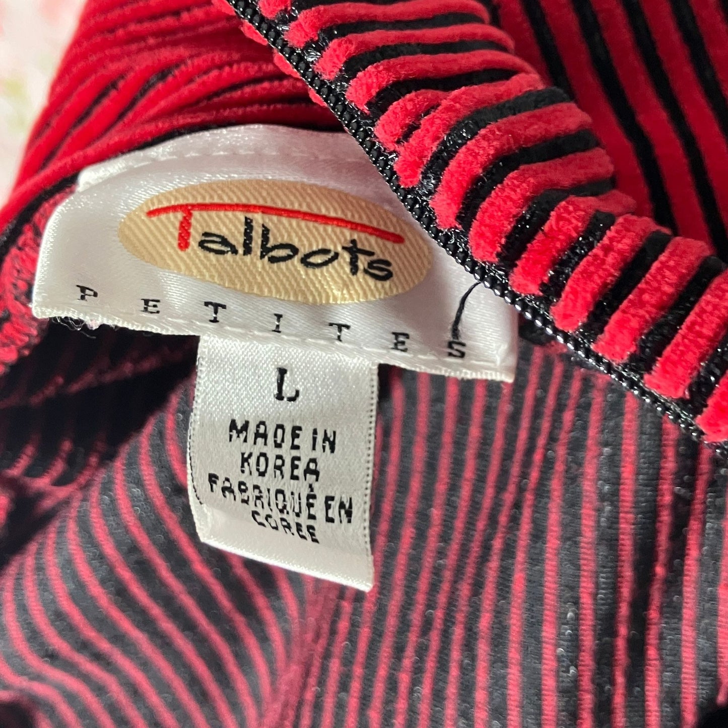 vintage dress black red striped velvet 90s | S-M | minimal 1990s maxi Talbots long sleeve whimsigoth turtle neck