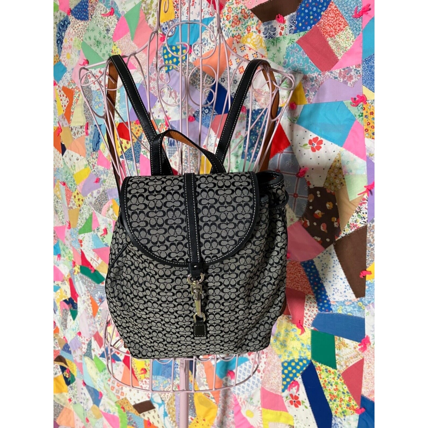 vintage y2k Coach backpack 6342 Legacy Signature C black grey Jacquard