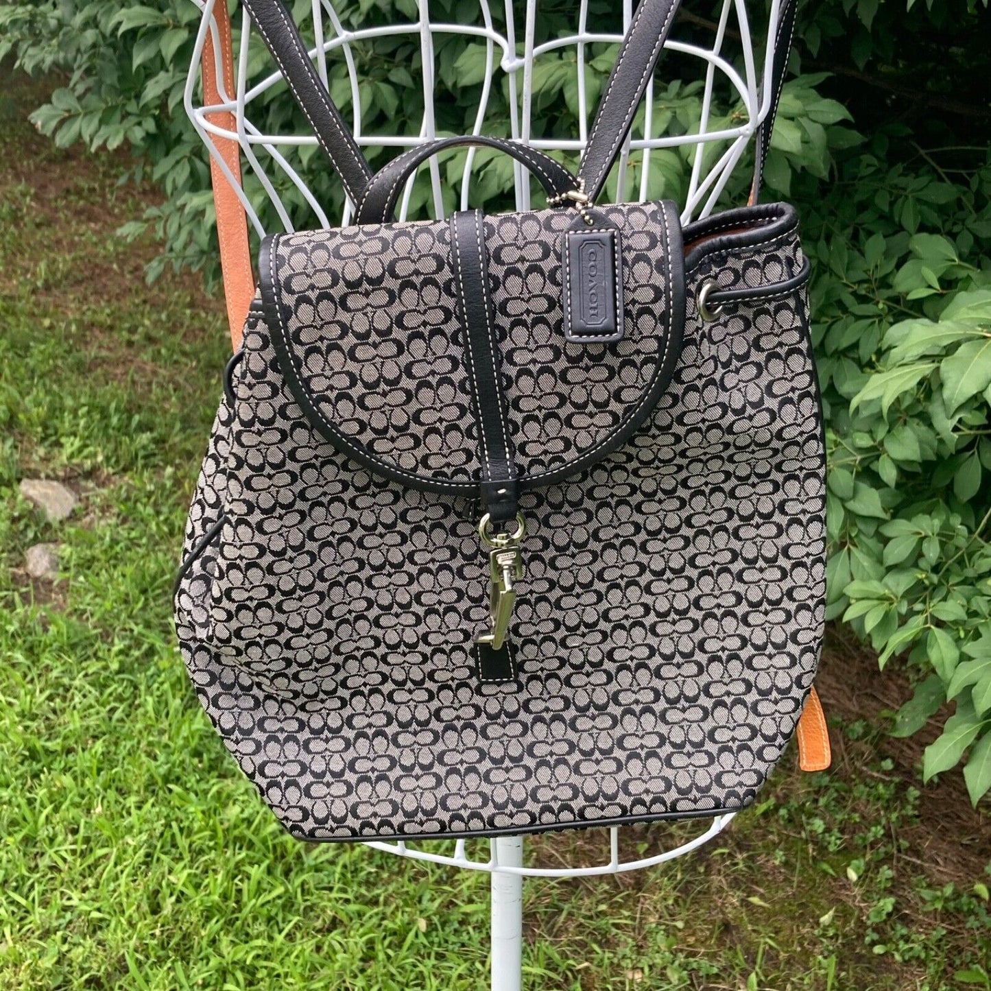 vintage y2k Coach backpack 6342 Legacy Signature C black grey Jacquard