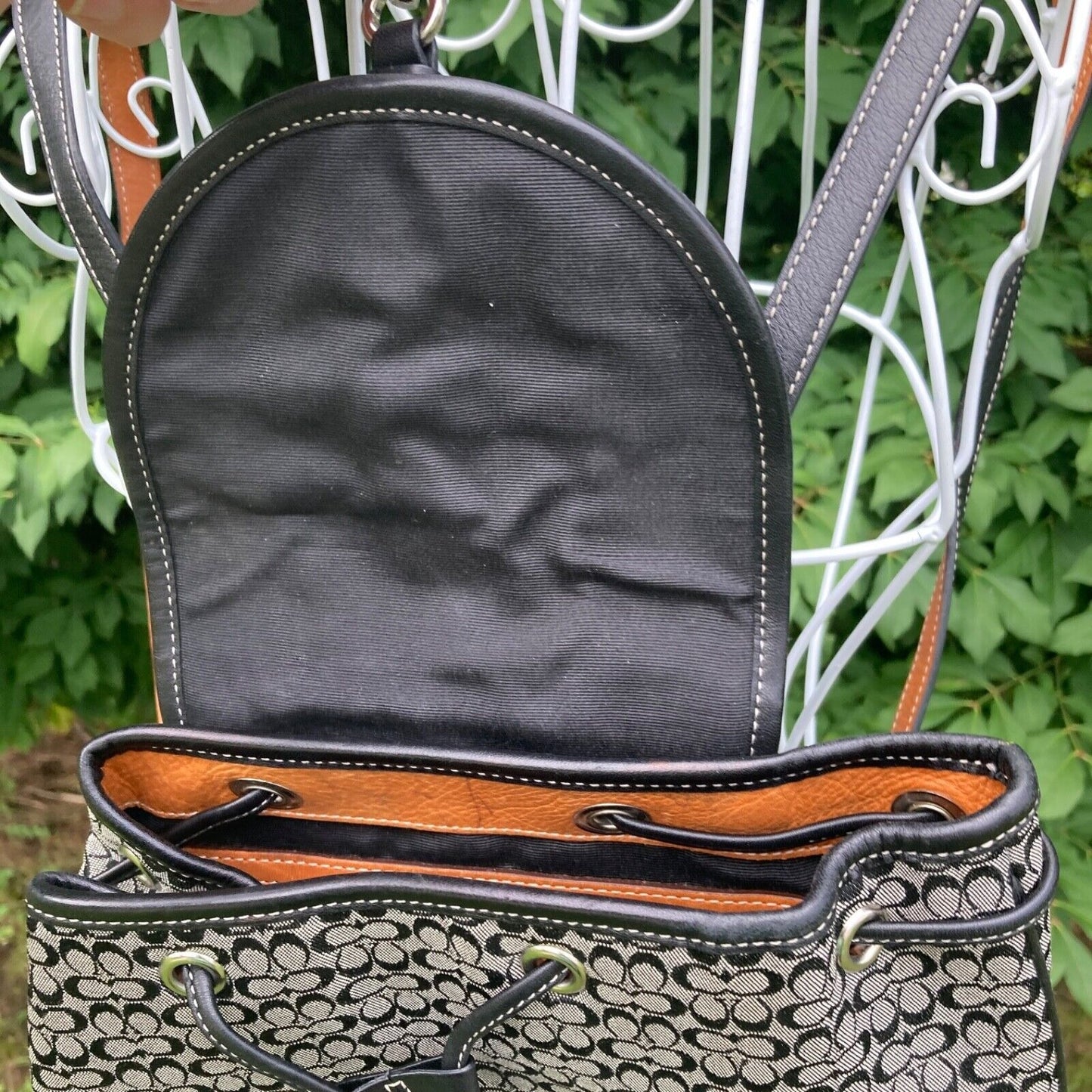 vintage y2k Coach backpack 6342 Legacy Signature C black grey Jacquard