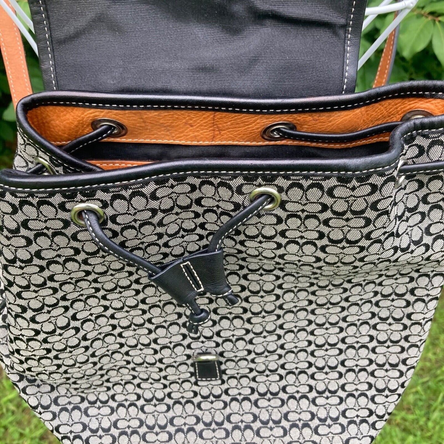 vintage y2k Coach backpack 6342 Legacy Signature C black grey Jacquard