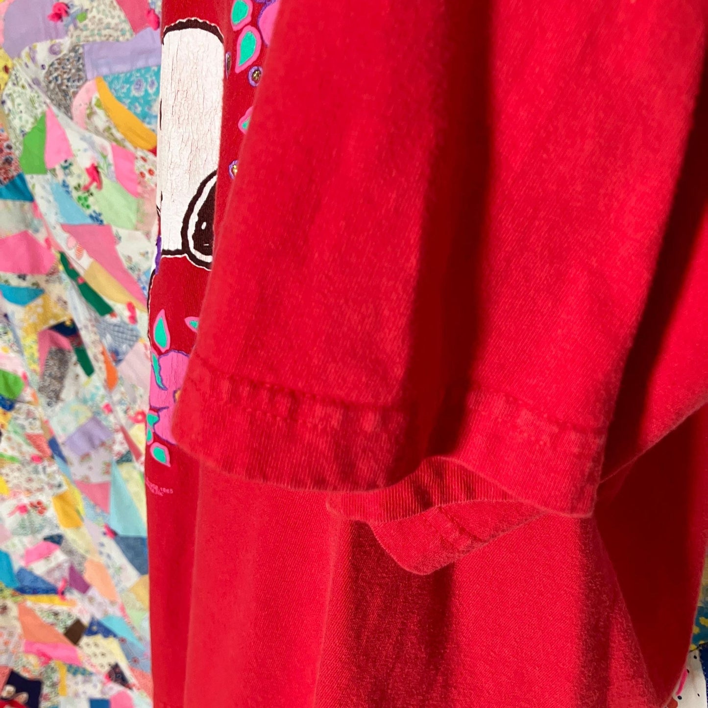 vintage 90s y2k Snoopy t shirt | S-L | soft red peanuts Woodstock heart glitter