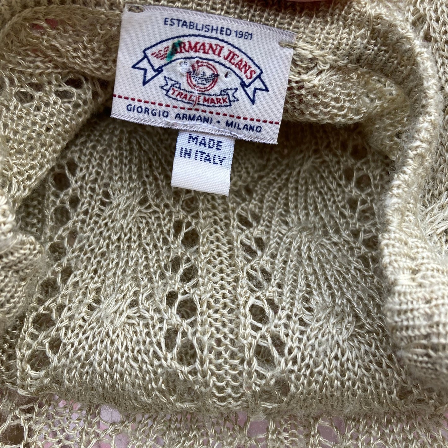 Vintage 90s sweater 1990s open weave tan short sleeve top