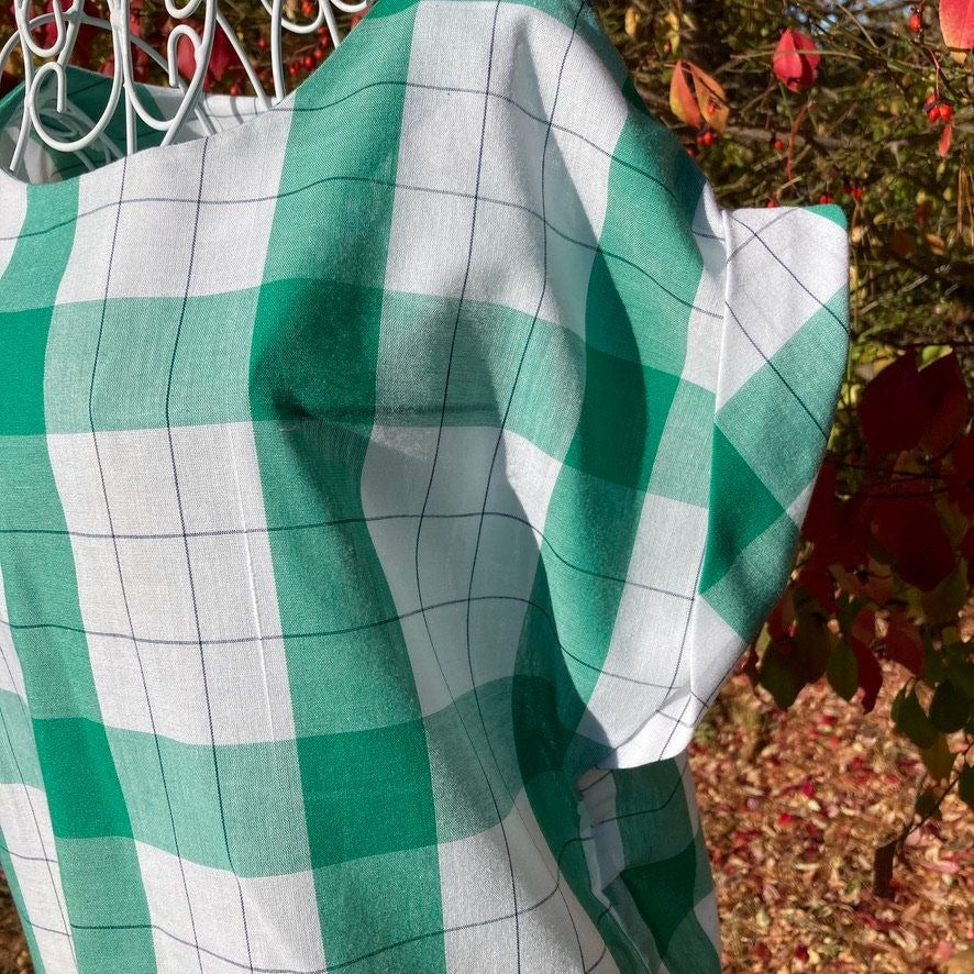 Vintage 90s Wrangler plaid top |S-M| green white 1990s sleeveless cotton top shirt blouse boxy