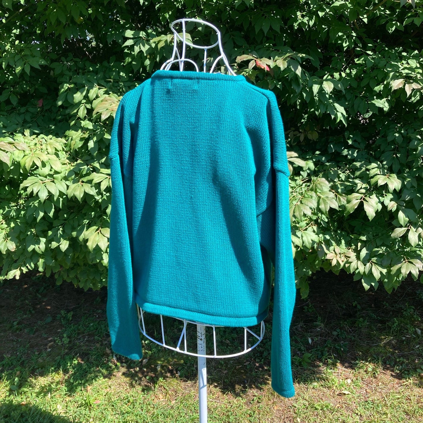 vintage grandma cardigan teal cropped big buttons cotton |S-M| French Connection