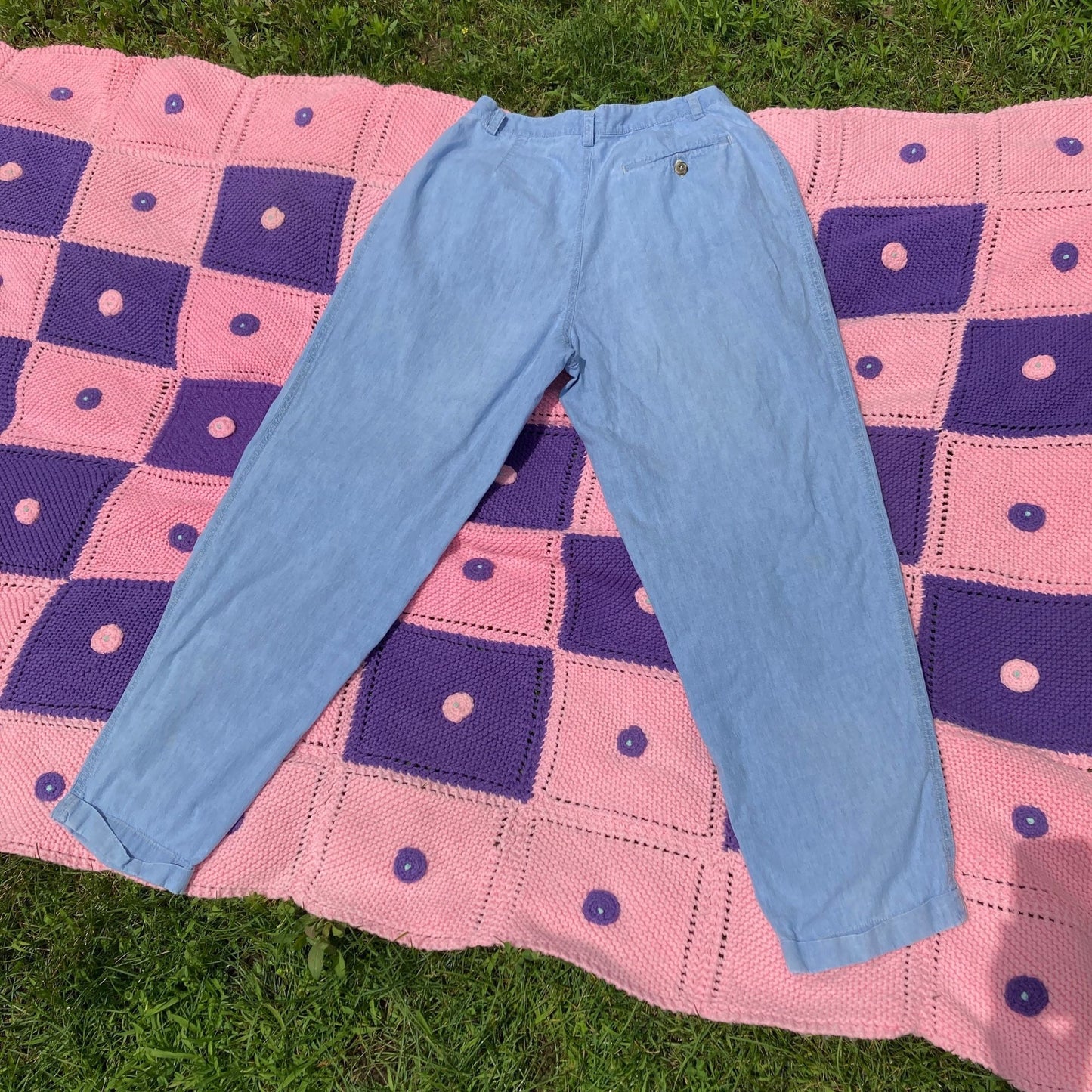 Vintage 90s chambray pants trousers cotton Liz Claiborne cuffed high waisted