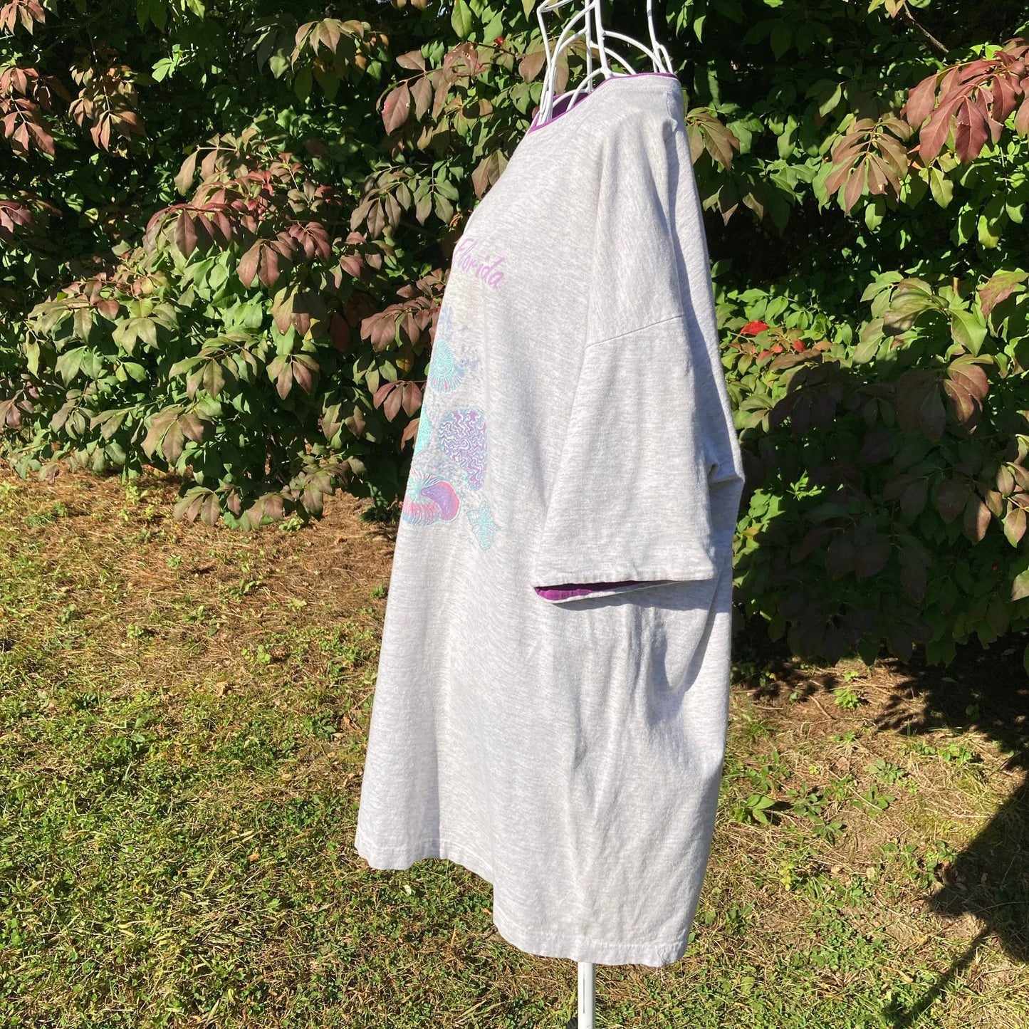 Vintage florida t shirt | M-L | 90s souvenir destination grandma double collar sea shells glitter puffy paint Sea Rags