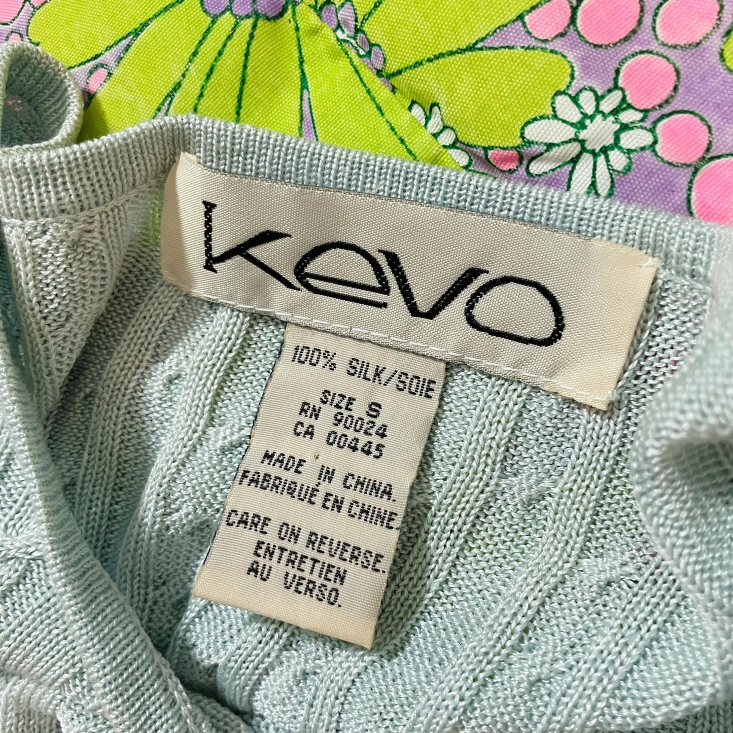 Vintage y2k sweater silk | XS - S | sea foam green v neck cable knit kevo pastel blue green