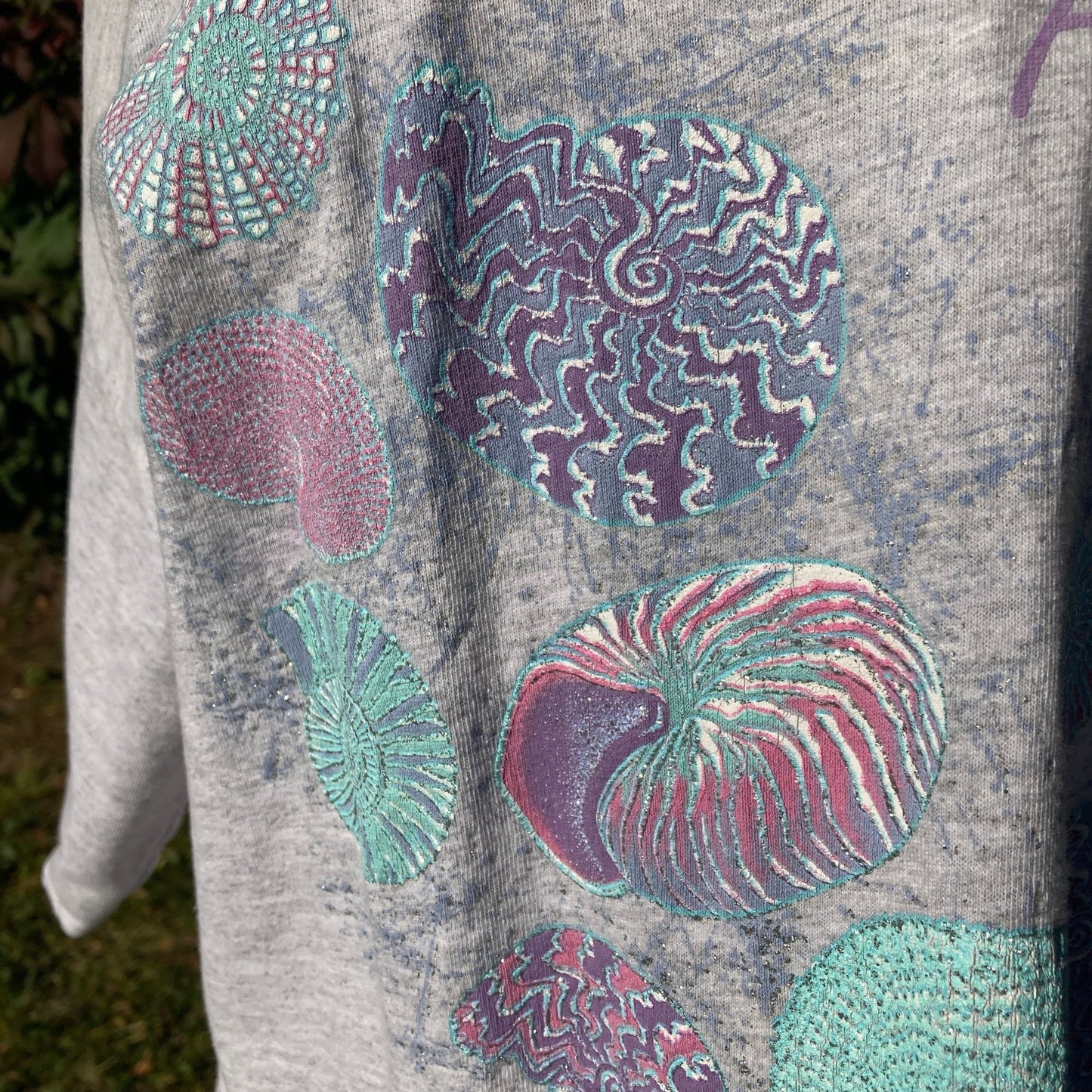 Vintage florida t shirt | M-L | 90s souvenir destination grandma double collar sea shells glitter puffy paint Sea Rags
