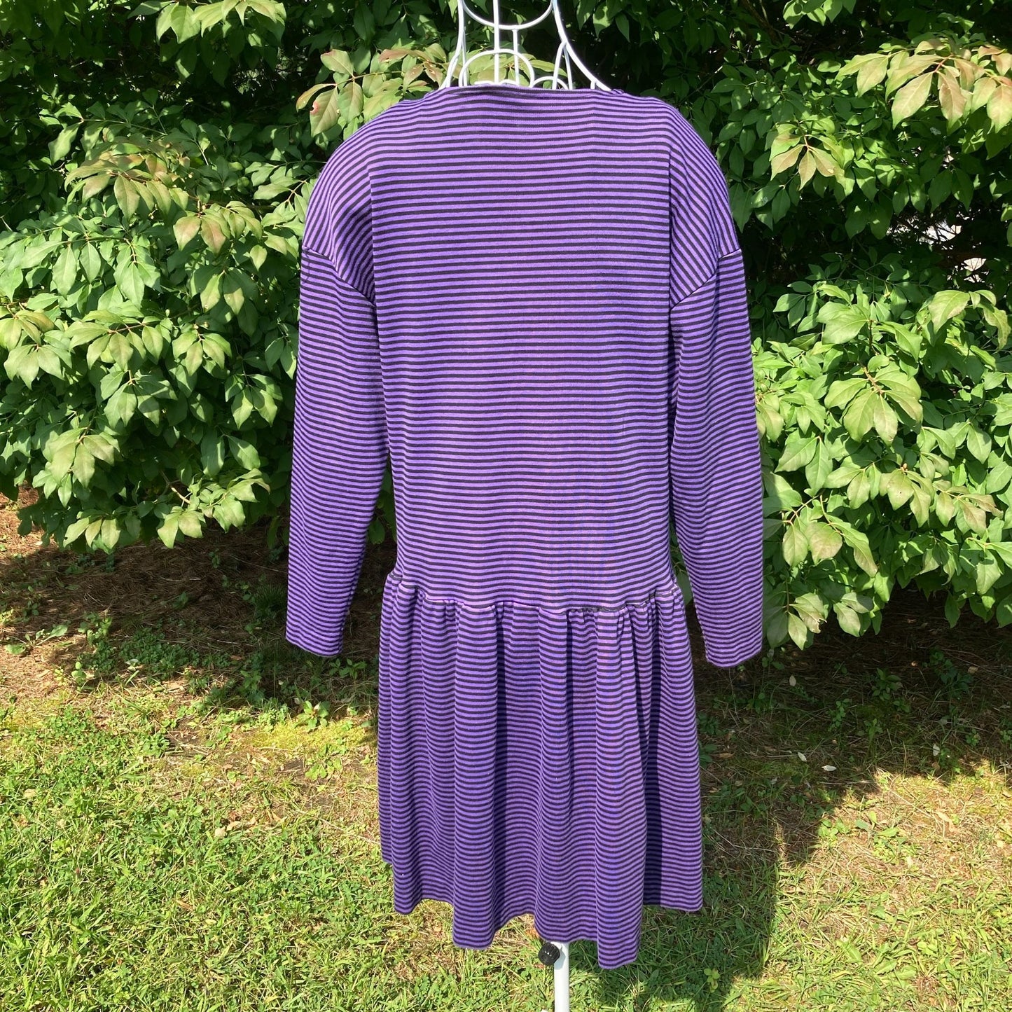 vintage striped dress 1990s |S-M| Flaws stripe purple black Pandemonium cotton