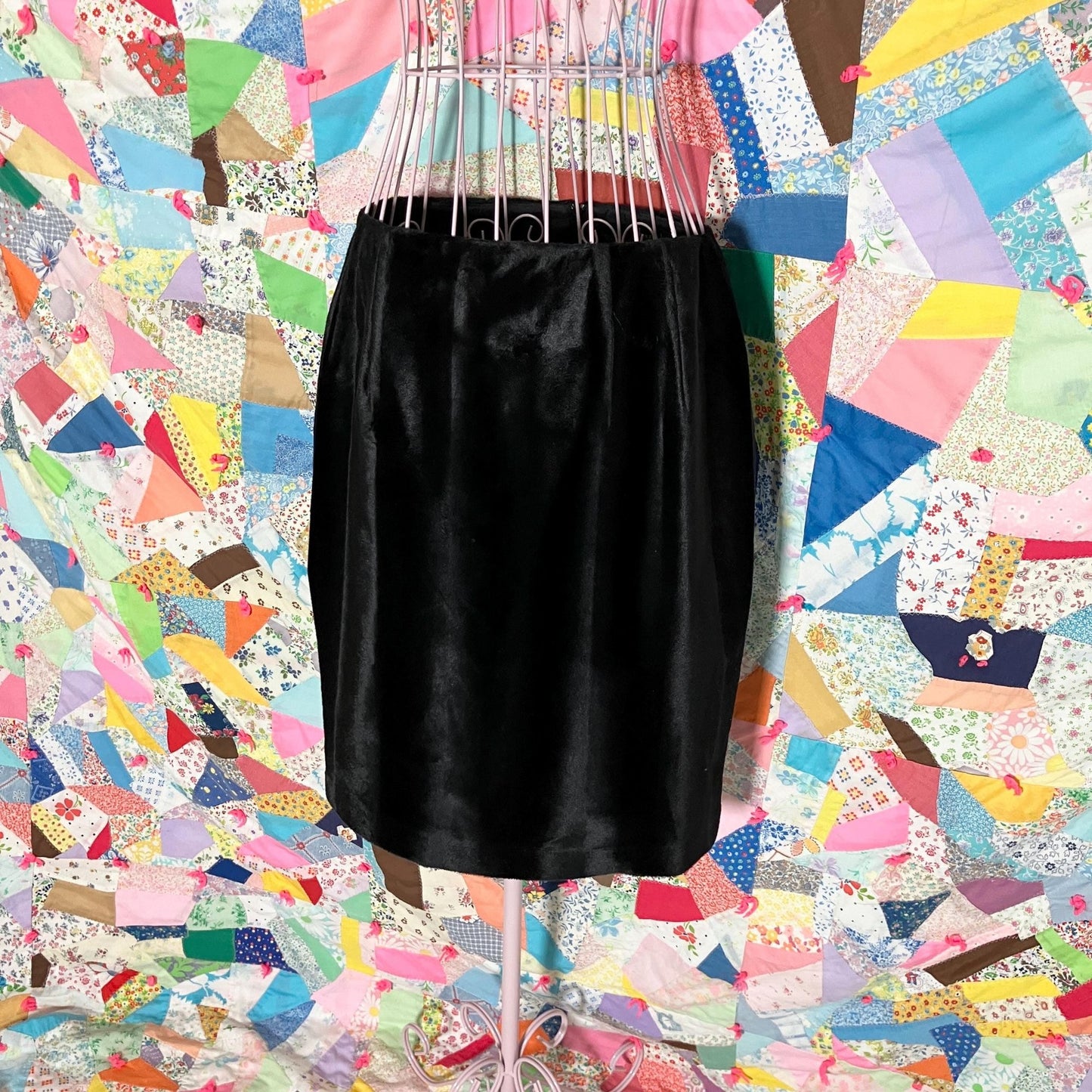 vintage 90s Y2K skirt black faux fur 1990s minimal | S-M | Harvé Benard by Benard Holtzman