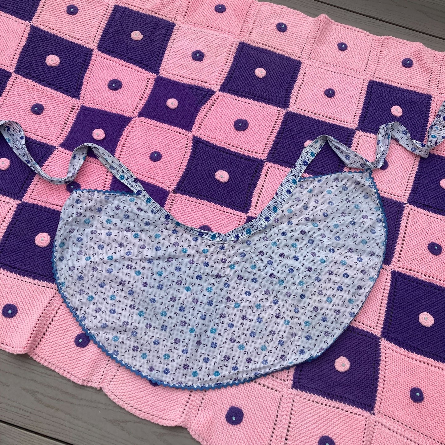 Vintage vtg 60s 70s apron |S-M| half apron pockets blue white floral pastel romantic