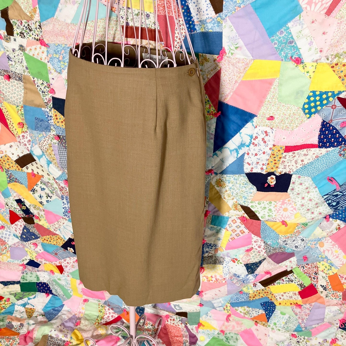 vintage 90s Y2K skirt tan camel wool 1990s minimal | M-L | Jones New York usa made