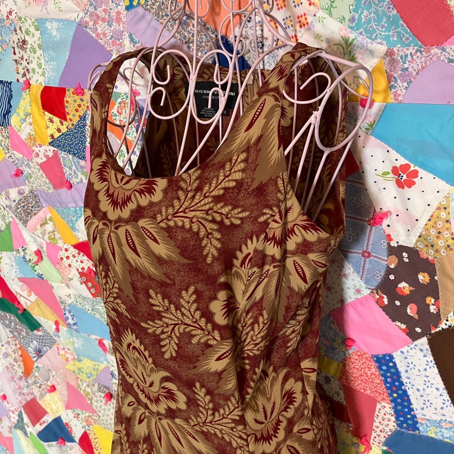 Vintage 90s dress silk skater short |S-M| dark floral Adrienne Vittadini fairy cottage