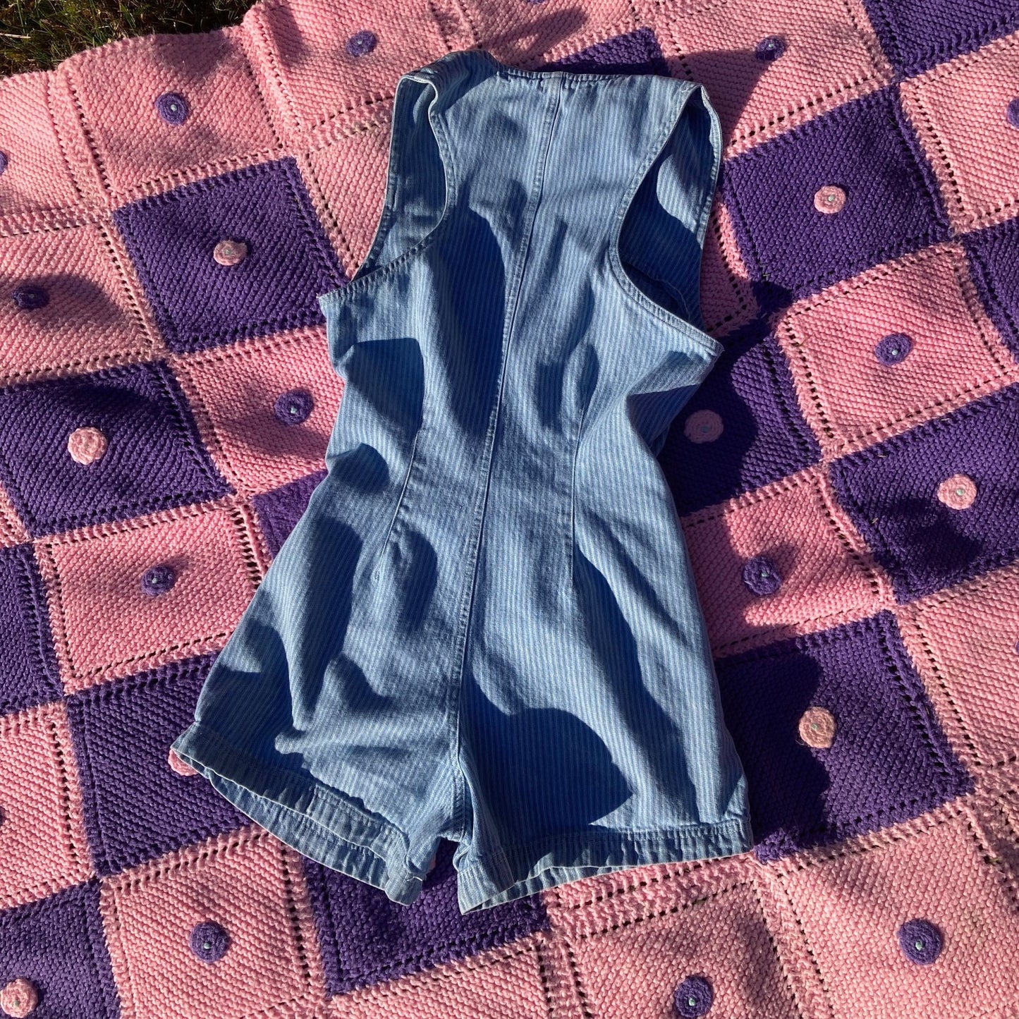 vintage denim jumper romper 90s cotton jean | XS-S | 1990s playsuit