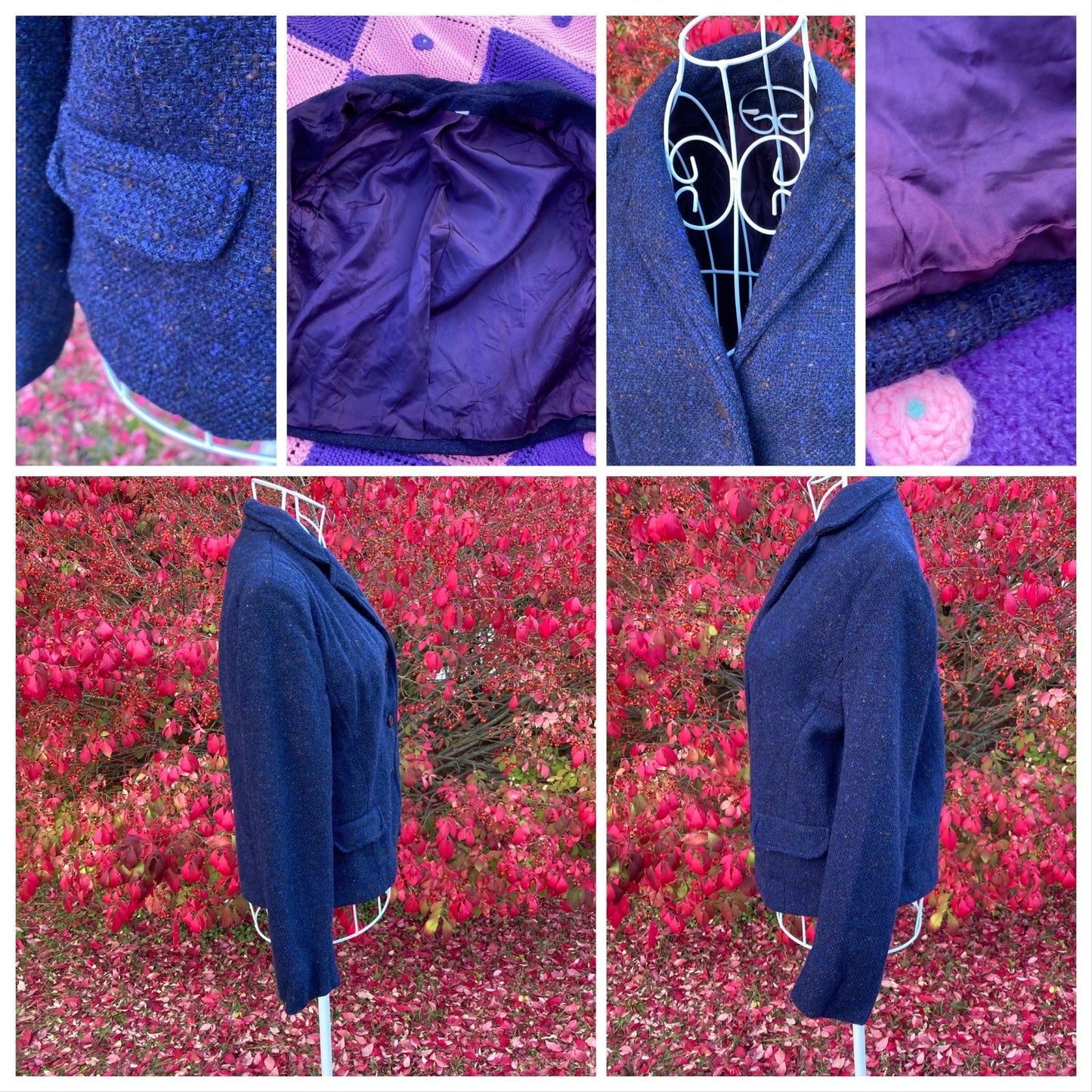 Vintage vtg 70s blazer |XS-S| 1970s navy blue wool academia