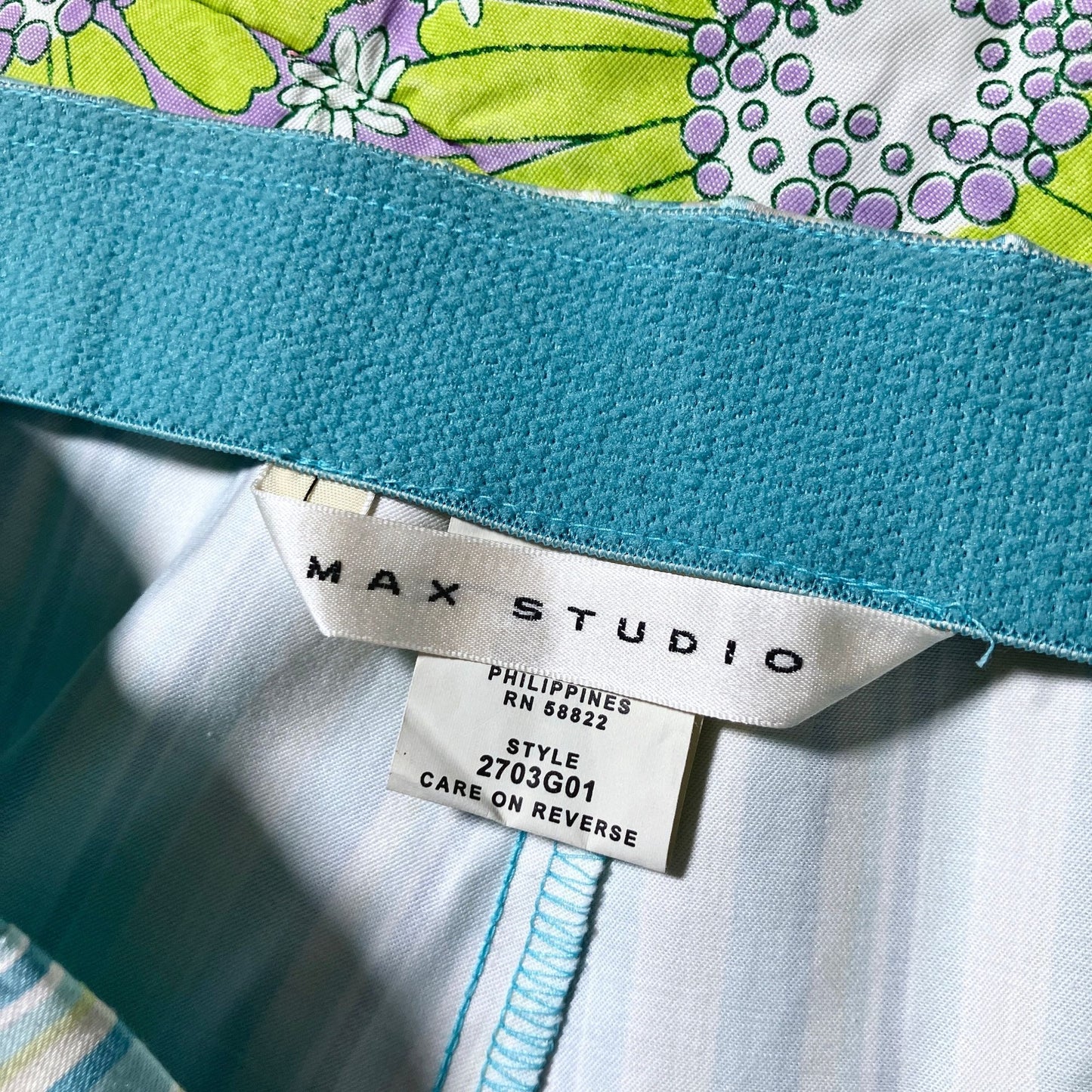 vintage y2k capris blue striped 31-32 in waist mid rise Max Studio nwt deadstock seafoam