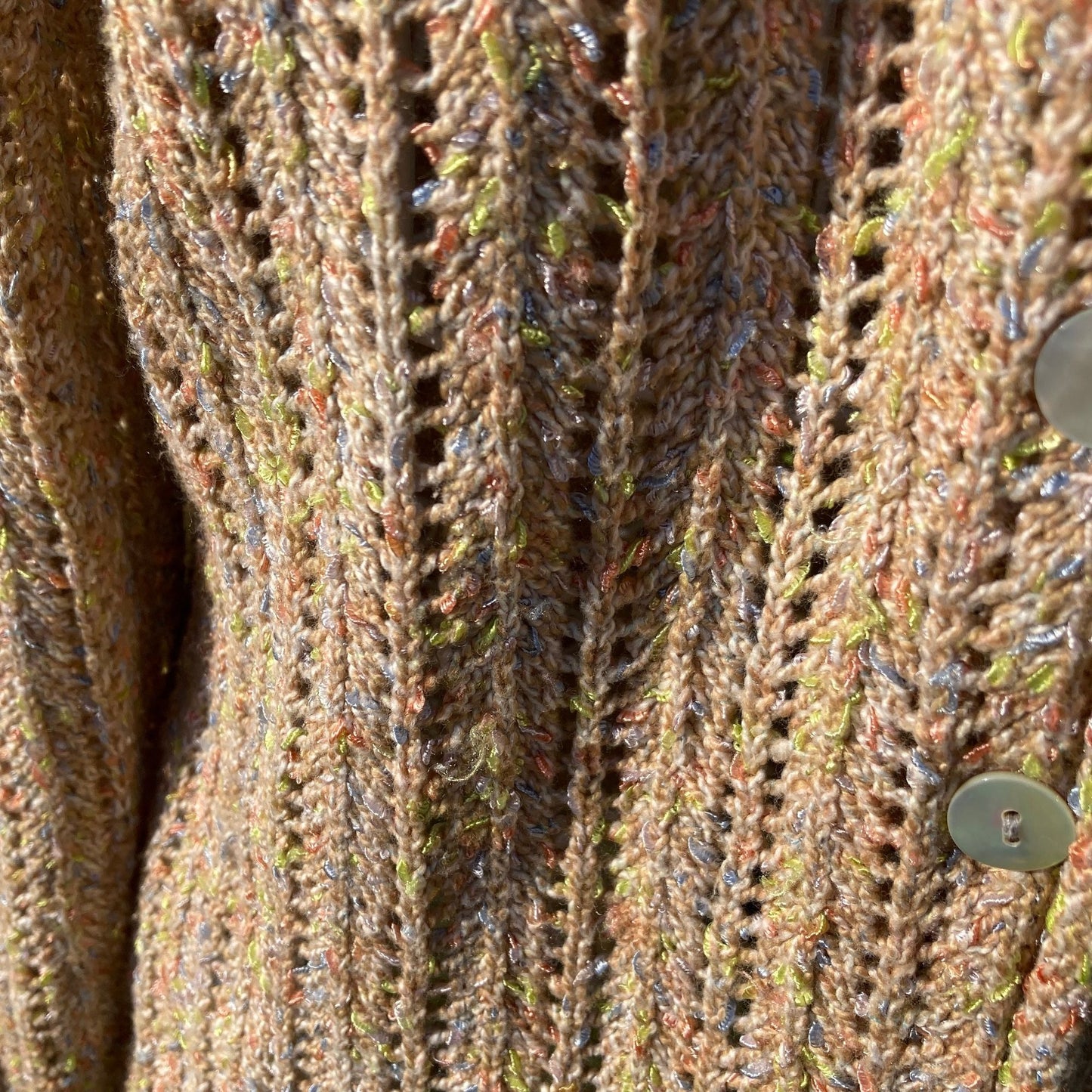 Vintage crochet cardigan 90s | S - M | sweater 1990s open knit weave work Susan Bristol
