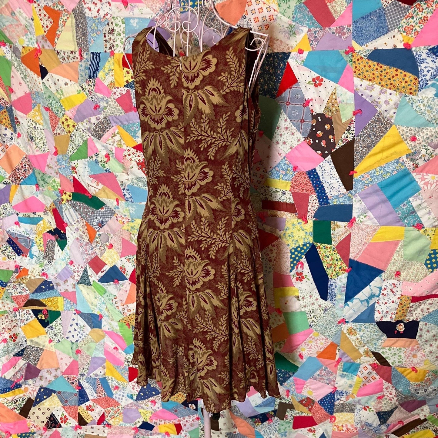 Vintage 90s dress silk skater short |S-M| dark floral Adrienne Vittadini fairy cottage