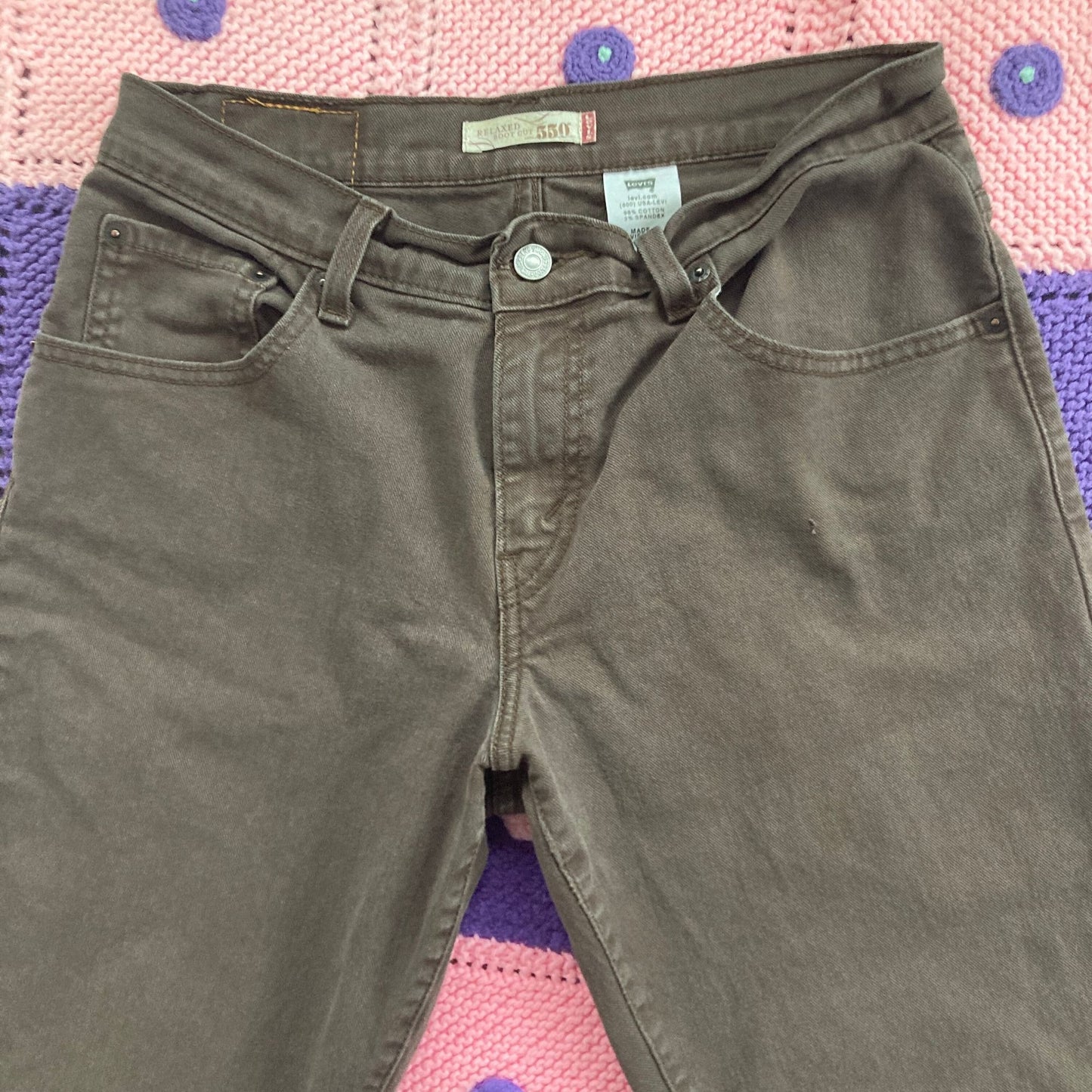 Vintage Y2k mid rise jeans flares Levis 550 | 31-32 | brown stretch