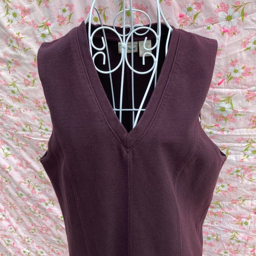 vintage 90s LL Bean dress 1990s wine maroon red | S-M | sleeveless fades cottage western farm homestead cotton