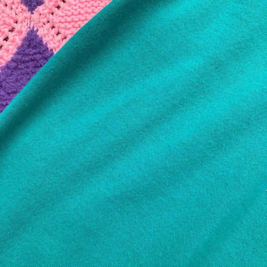 Vintage grandma 90s sweatshirt teddy bear pink teal | S - M | soft 1990s Morning Sun puffy paint cute