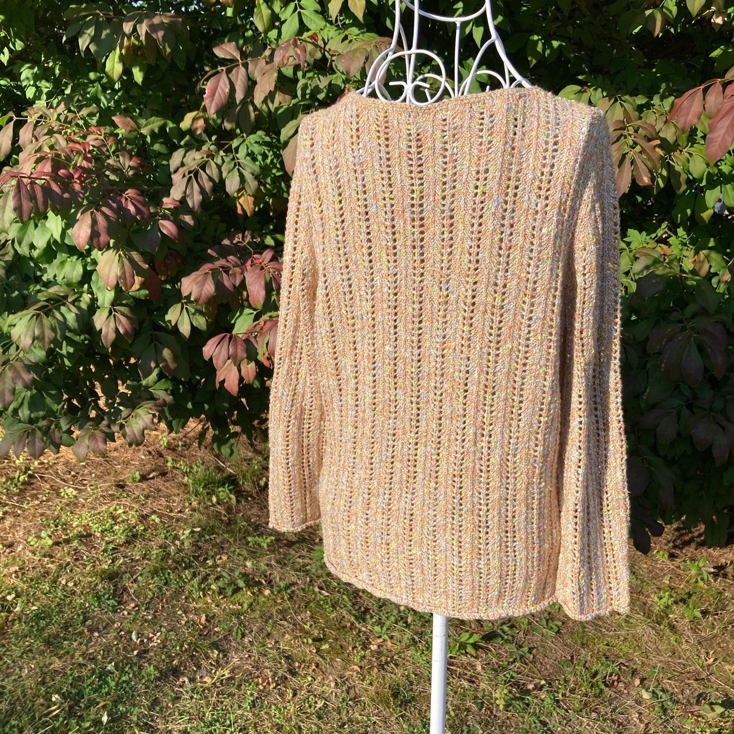 Vintage crochet cardigan 90s | S - M | sweater 1990s open knit weave work Susan Bristol
